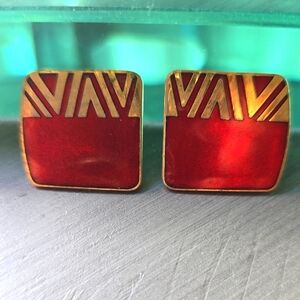 Laurel Burch Red and Gold Earrings